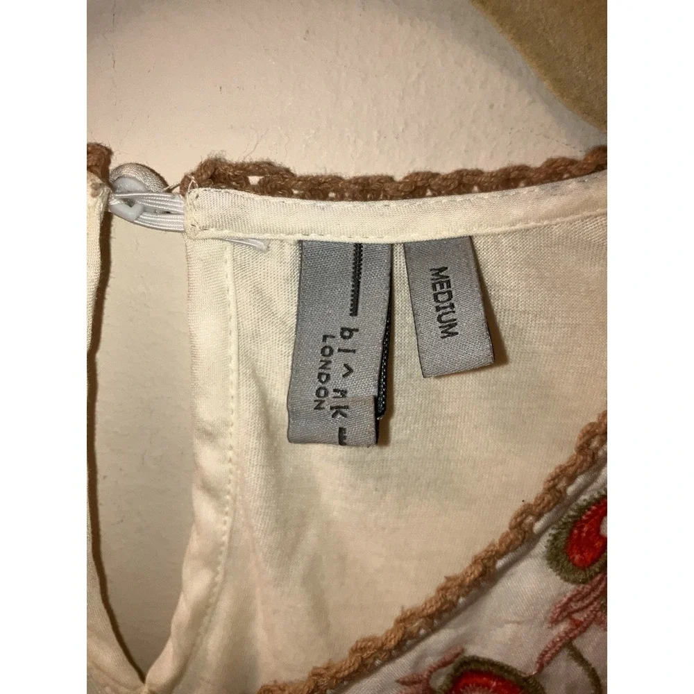 Anthropologie Bl^nk London Blouse Tali Embroidered Floral Lace Sz M Cream Boho